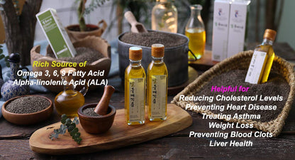 Korean Cold Pressed Premium Extra Virgin Pure Perilla Seed Cooking Oil Rich Source of Omega 3, 6, 9 (6.09 Fl Oz (Pack of 1, 6.09, Count)