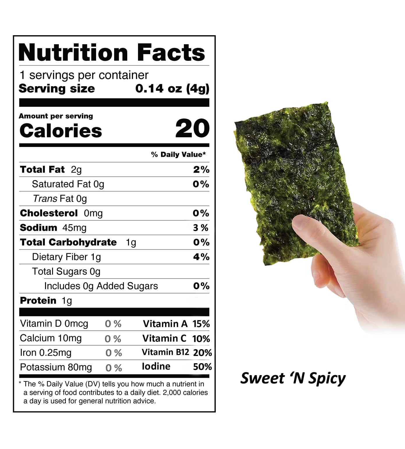 KIMNORI Seasoned Seaweed Snacks Sheets – Organic Sweet 'N Spicy Flavor, 12 Individual Packs, Roasted Crispy Premium 100% Natural Laver Kim Nori, 4g 0.14 Ounce