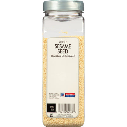 McCormick Culinary Whole Sesame Seed, 16 oz - One 16 Ounce Container of Hulled Whole White Sesame Seeds Perfect for Noodle Dishes, Sushi, Stir-Fries and Coating for Meat and Fish