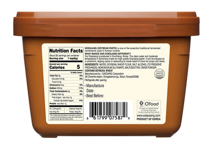 Chung Jung One O'Food Doenjang, Premium Korean Traditional Soybean Miso Paste Sauce, Naturally Fermented, Umami Flavor, Jjigae Soup Base, Chung Jung One (Original, 1.1 lb, 500g)