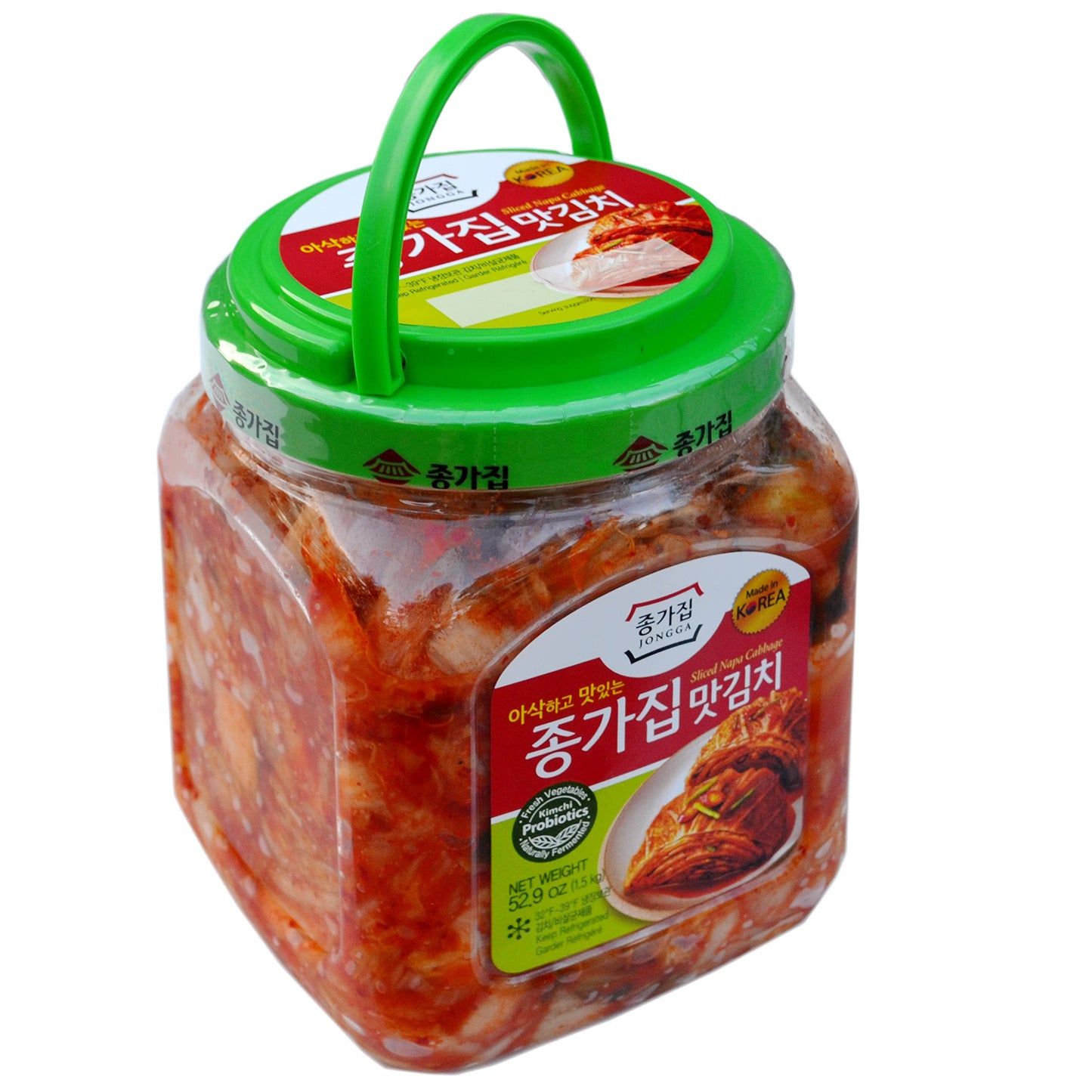 Jongga Mat Kimchi 52.9 oz(1.5kg) Cut Cabbage Kimchi - Imported from Korea - Fresh Naturally Fermented