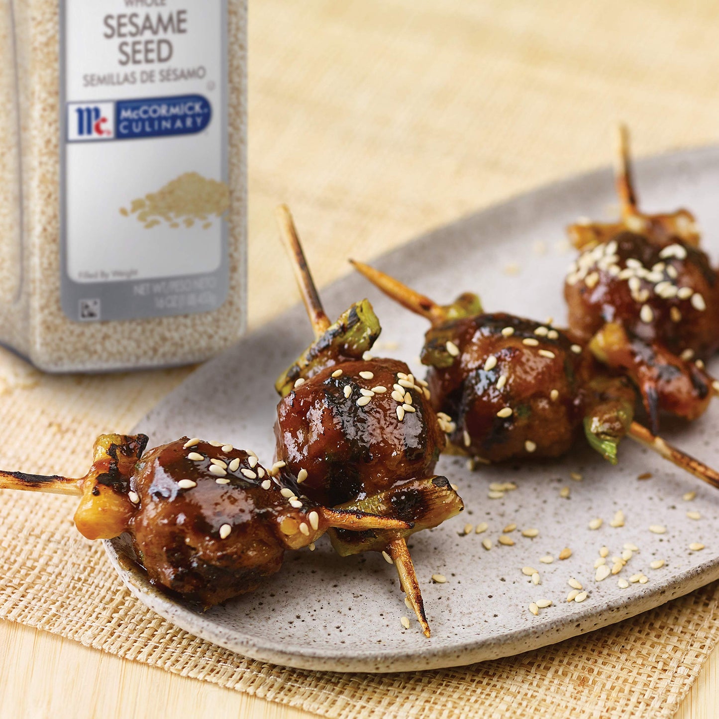 McCormick Culinary Whole Sesame Seed, 16 oz - One 16 Ounce Container of Hulled Whole White Sesame Seeds Perfect for Noodle Dishes, Sushi, Stir-Fries and Coating for Meat and Fish